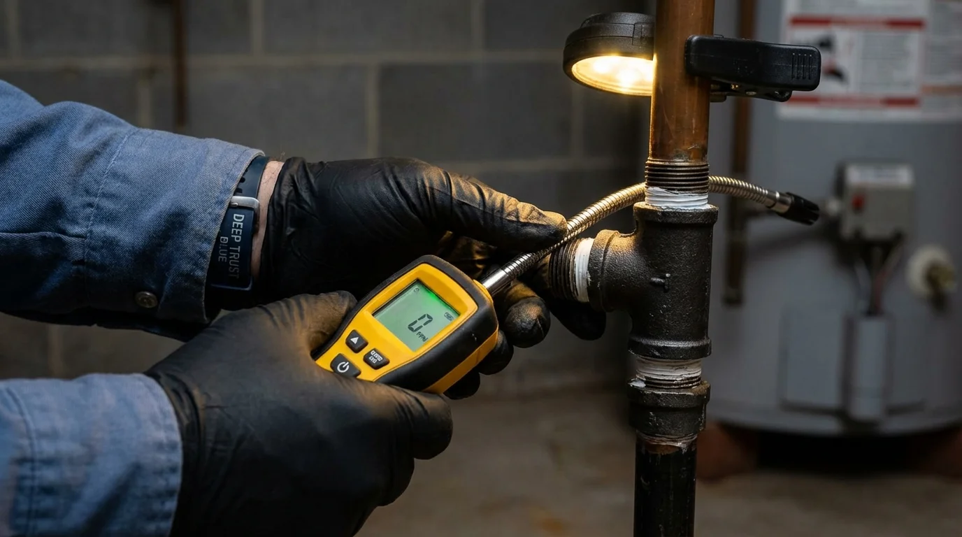 Gas leak detection with electronic sniffer by Johns Plumbing LLC in Granger