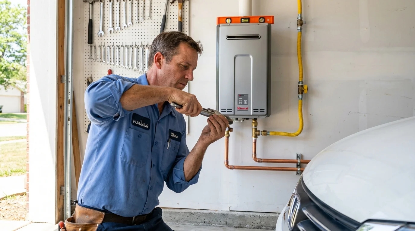 Tankless water heater installation by a Johns Plumbing LLC plumber in Granger